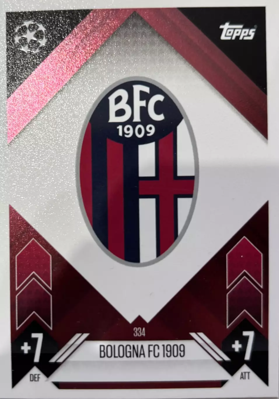 Футбол. Карточка Логотип/Эмблема Болонья Лига Чемпионов 2024-25 TOPPS