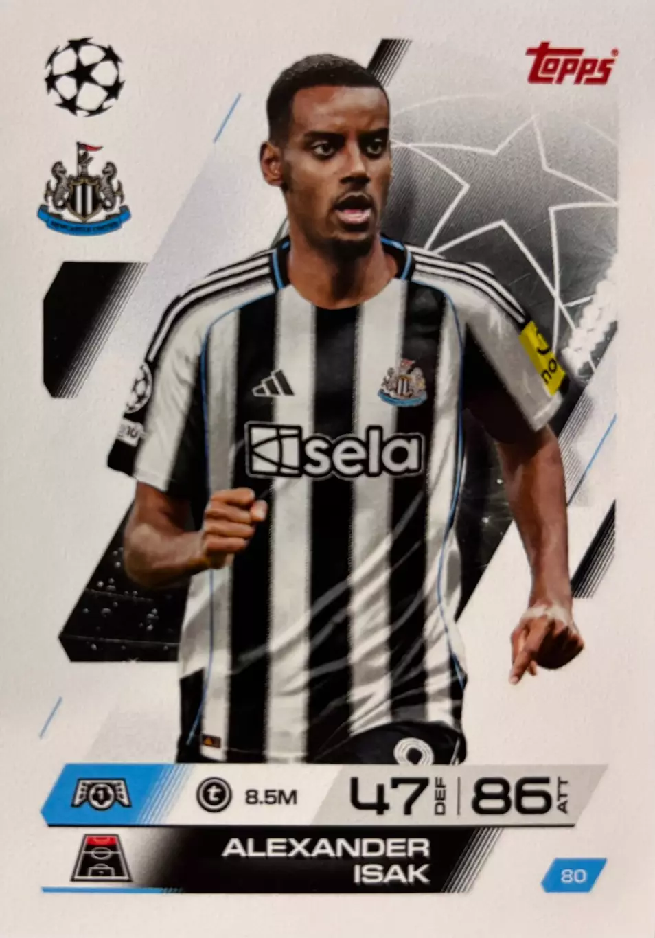 Футбол. Карточка Александер Исак Ньюкасл Юнайтед Лига Чемпионов 2025-26 TOPPS