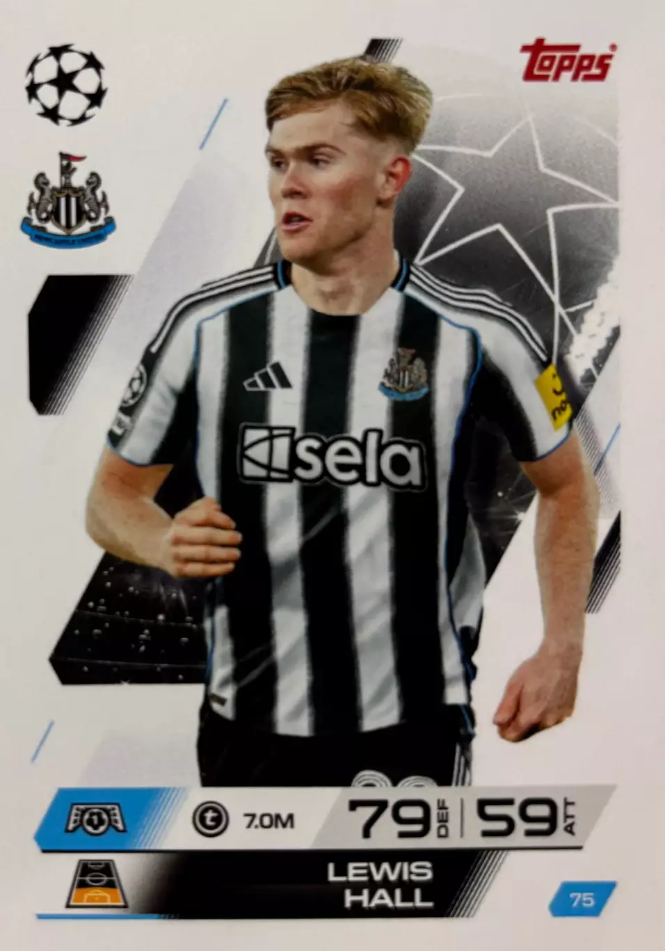 Футбол. Карточка Льюис Холл Ньюкасл Юнайтед, Брентфорд Лига Чемпионов 2025-26