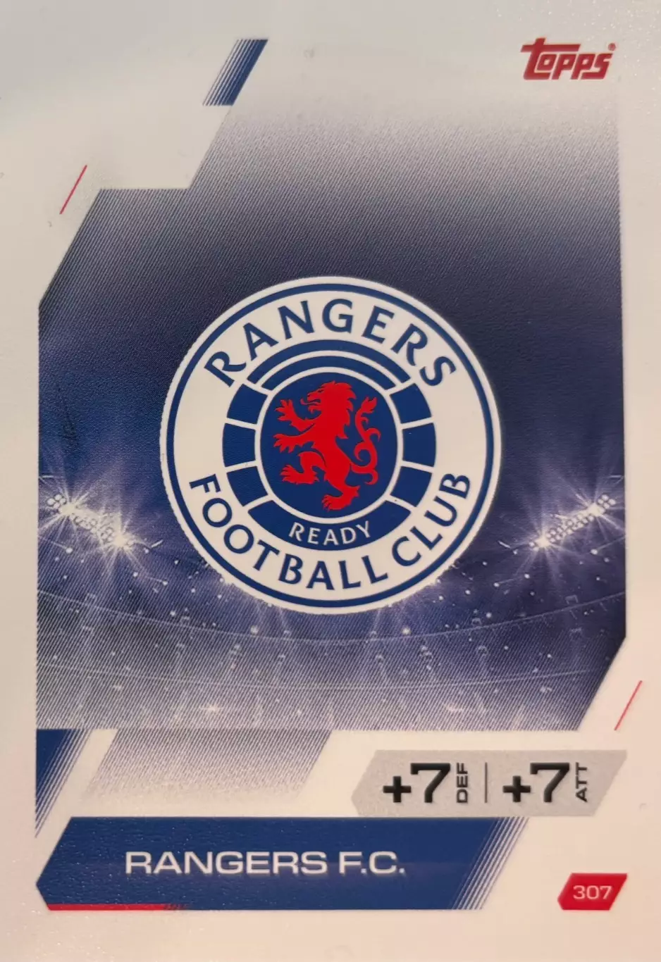 Футбол. Карточка Логотип/Эмблема Рейнджерс Лига Чемпионов 2025-26 TOPPS