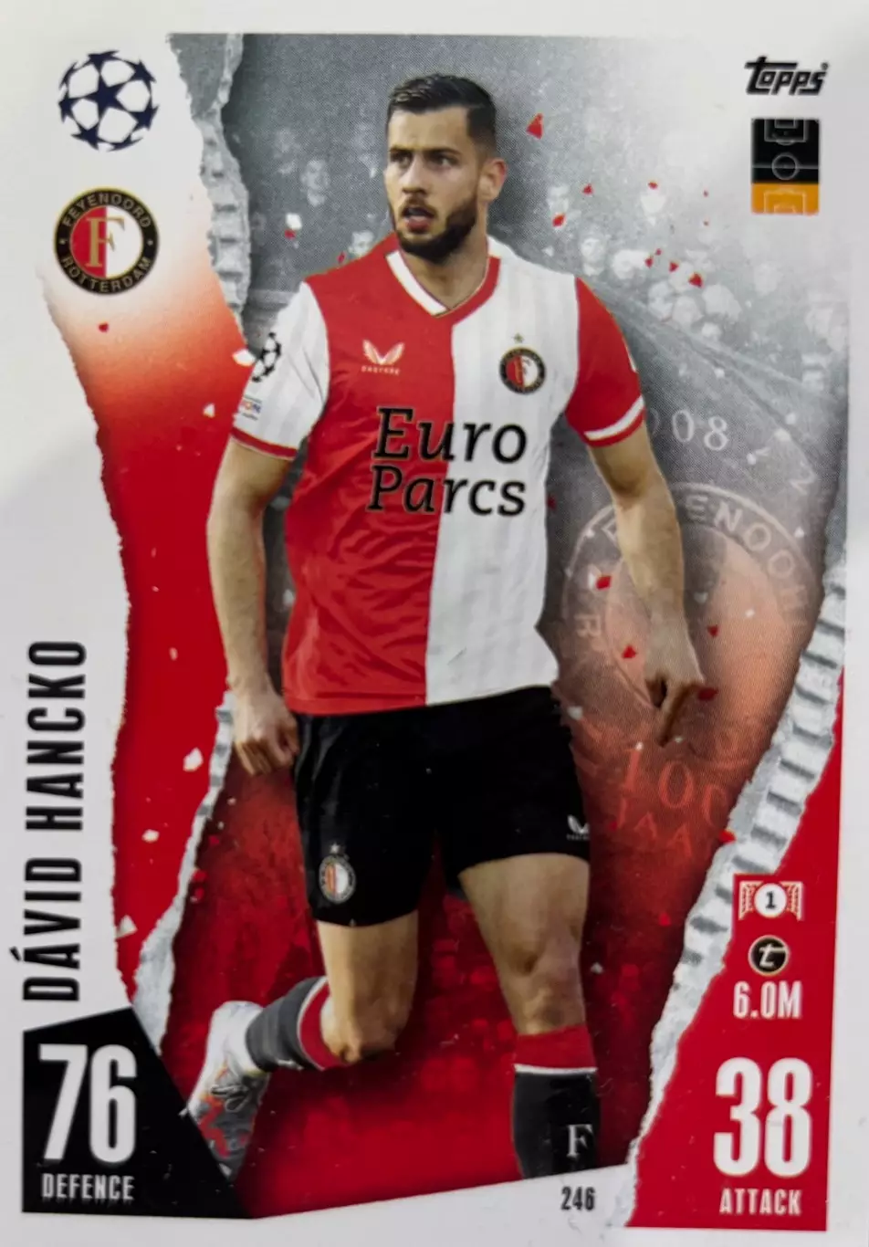 Футбол. Карточка Давид Ганцко Фейеноорд, Атлетико Лига Чемпионов 2023/24 TOPPS