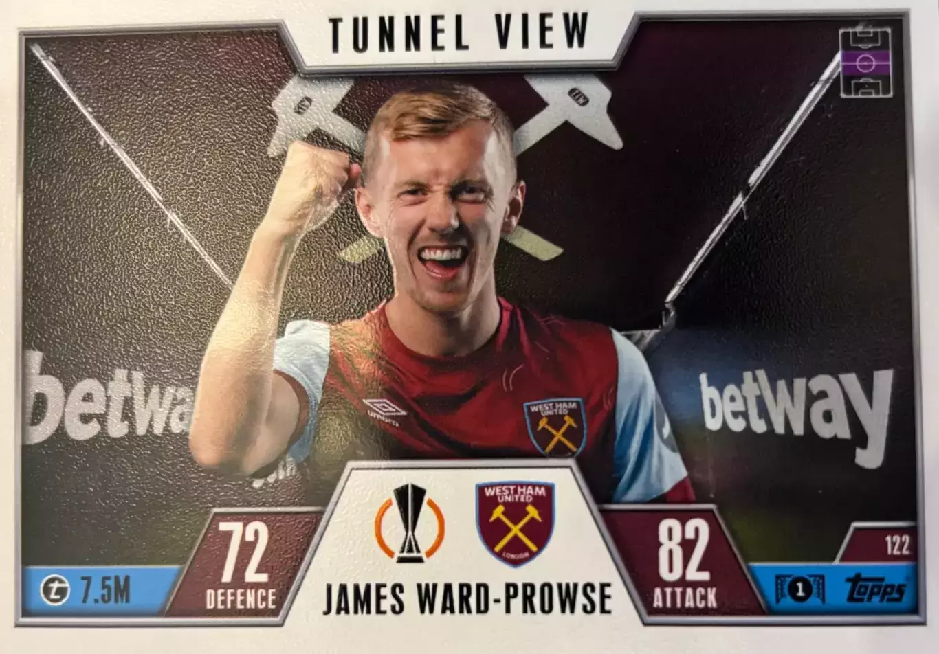 Футбол. Карточка Джеймс Уорд-Проуз Вест Хэм, Саутгемптон Лига Европы 2023/24
