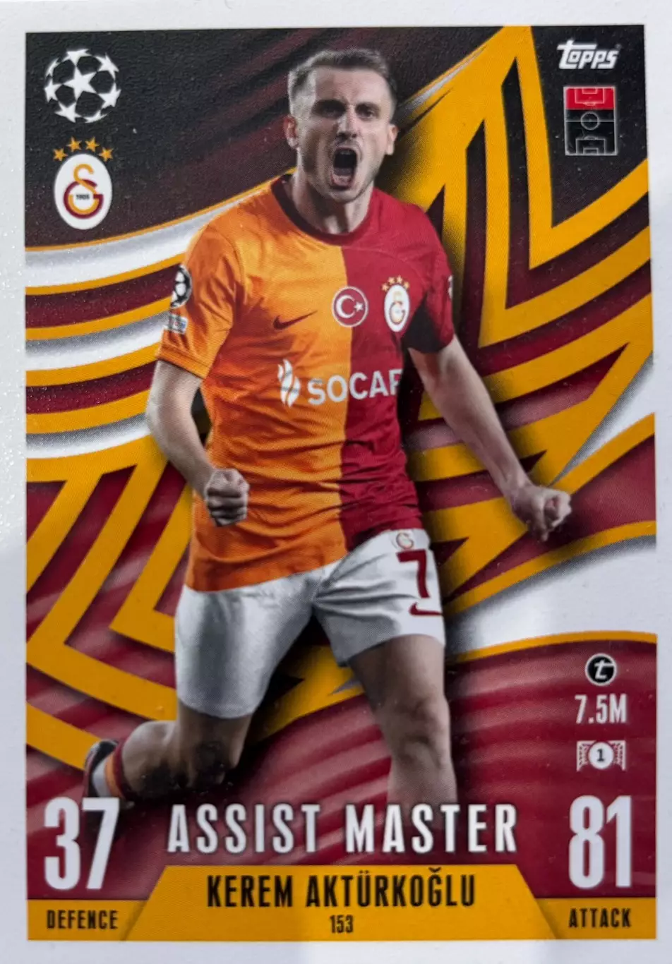 Футбол. Карточка Керем Актюркоглу Фенербахче, Бенфика Лига Чемпионов 2023/24