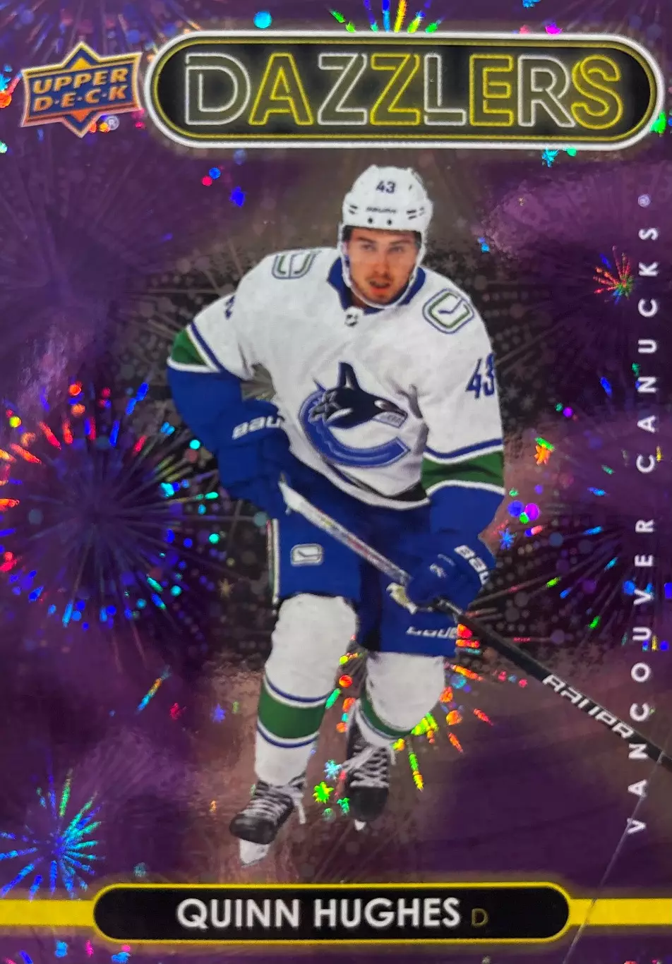 Хоккей. Карточка Quinn Hughes-Куинн Хьюз Vancouver Canucks/Ванкувер НХЛ/NHL