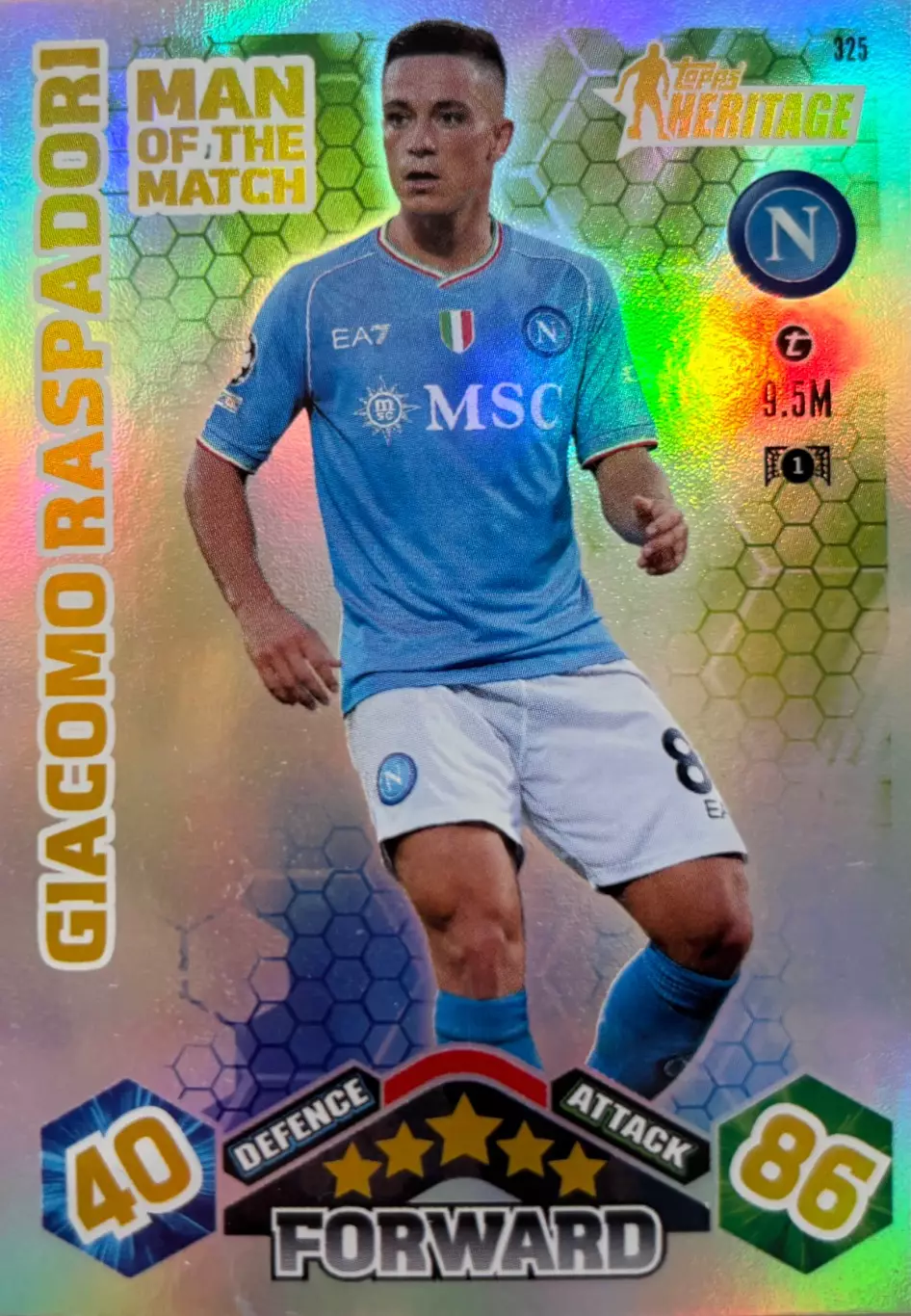 Футбол. Карточка Джакомо Распадори Наполи, Сассуоло Лига Чемпионов 2024-25 TOPPS