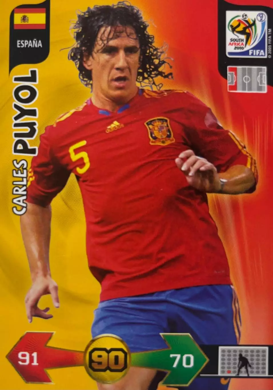 Футбол. Карточка Карлес Пуйоль Испания, Барселона Чемпионат Мира 2010 Panini