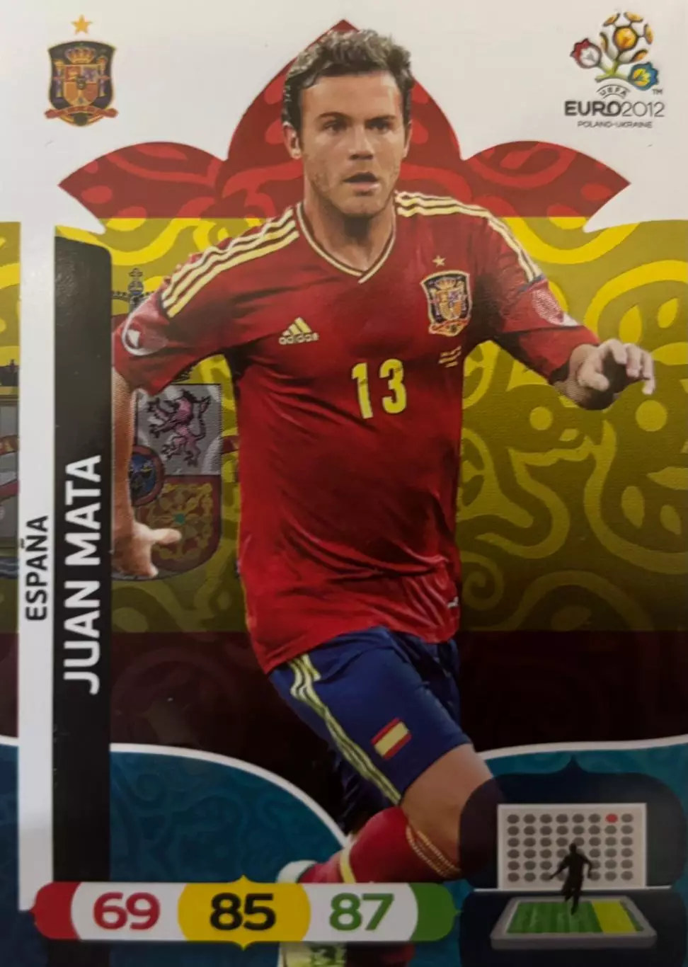 Футбол. Карточка Хуан Мата Испания, Манчестер Юнайтед Euro/Евро 2012 Panini