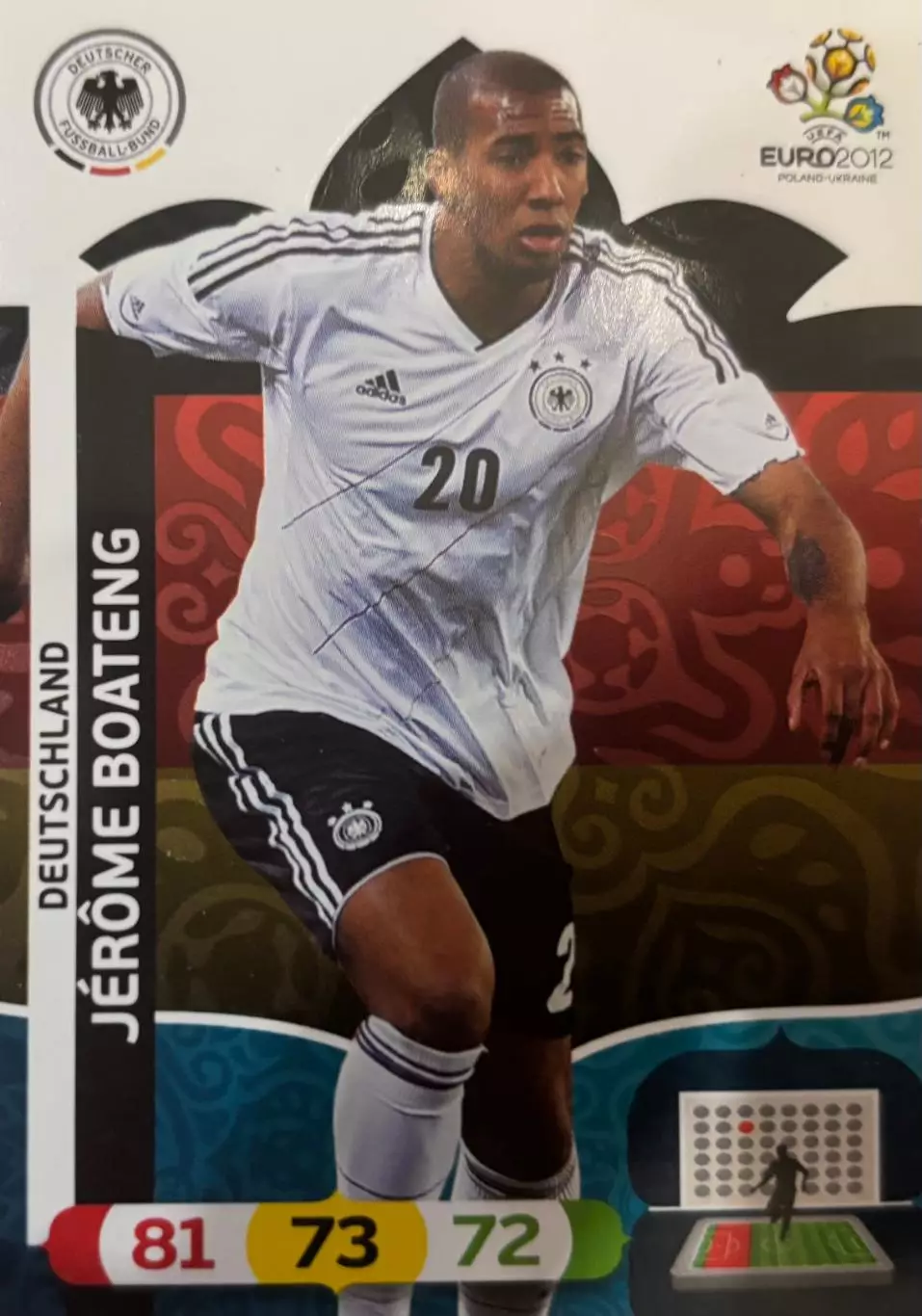 Футбол. Карточка Жером Боатенг Германия, Бавария, Гамбург Euro/Евро 2012 Panini
