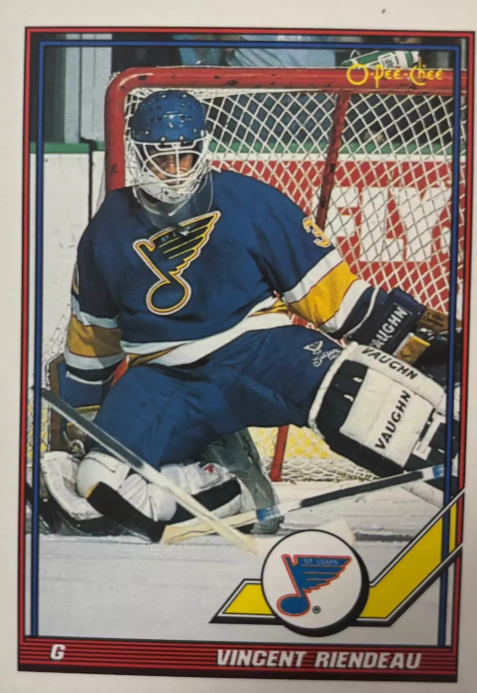 Хоккей. Карточка Vincent Riendeau-Венсан Риндо St. Louis Blues-Сент-Луис НХЛ-NHL