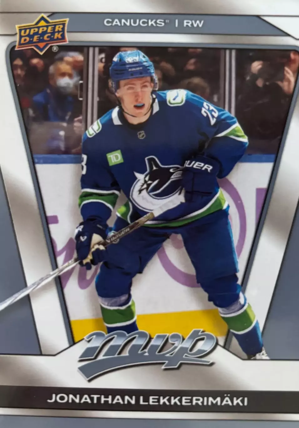 Карточка Lekkerimaki - Юнатан Леккеримяки Vancouver Canucks - Ванкувер НХЛ/NHL
