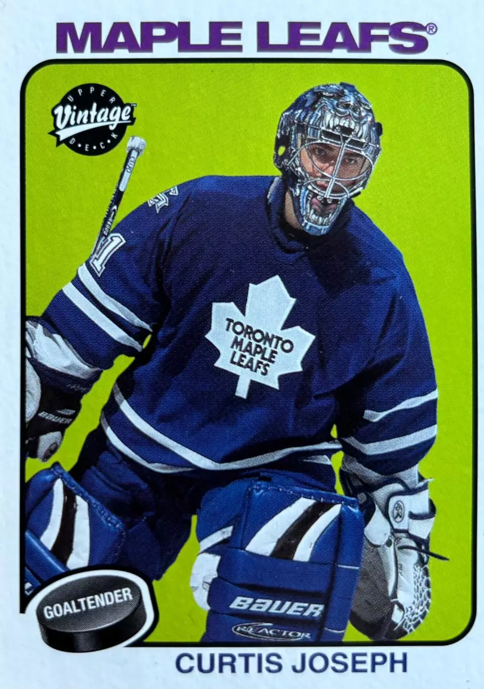Хоккей. Карточка Curtis Joseph-Кертис Джозеф Toronto Maple Leafs-Торонто НХЛ/NHL