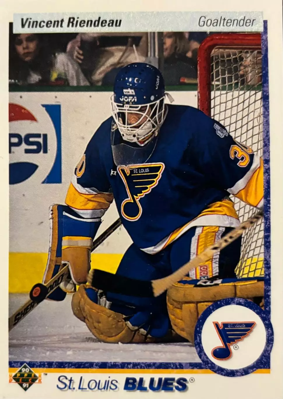 Хоккей. Карточка Vincent Riendeau-Венсан Риндо St. Louis Blues/Сент-Луис НХЛ/NHL