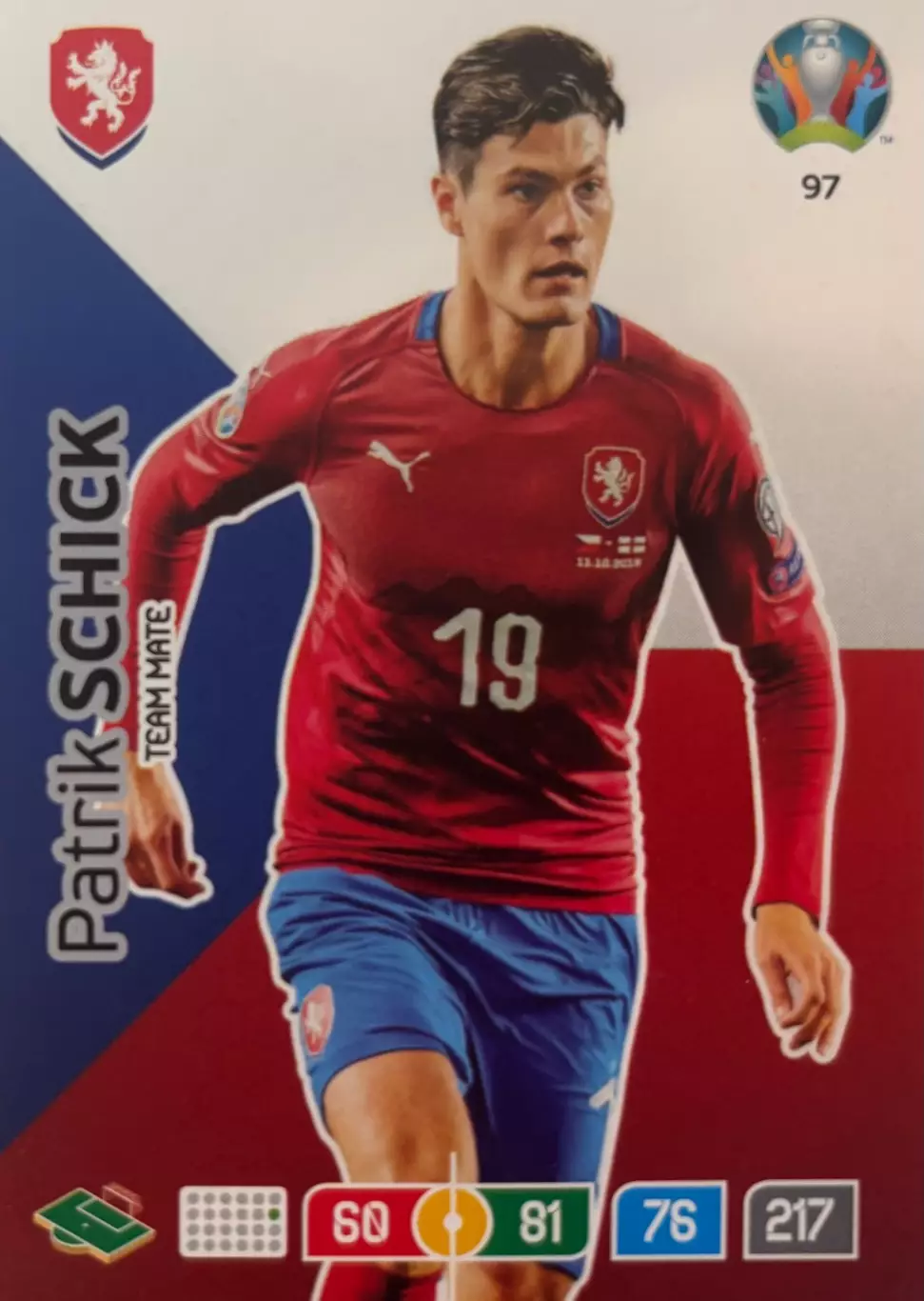 Футбол. Карточка Patrik Schick/Патрик Шик Чехия, Байер 04 Евро/Euro 2020 Panini
