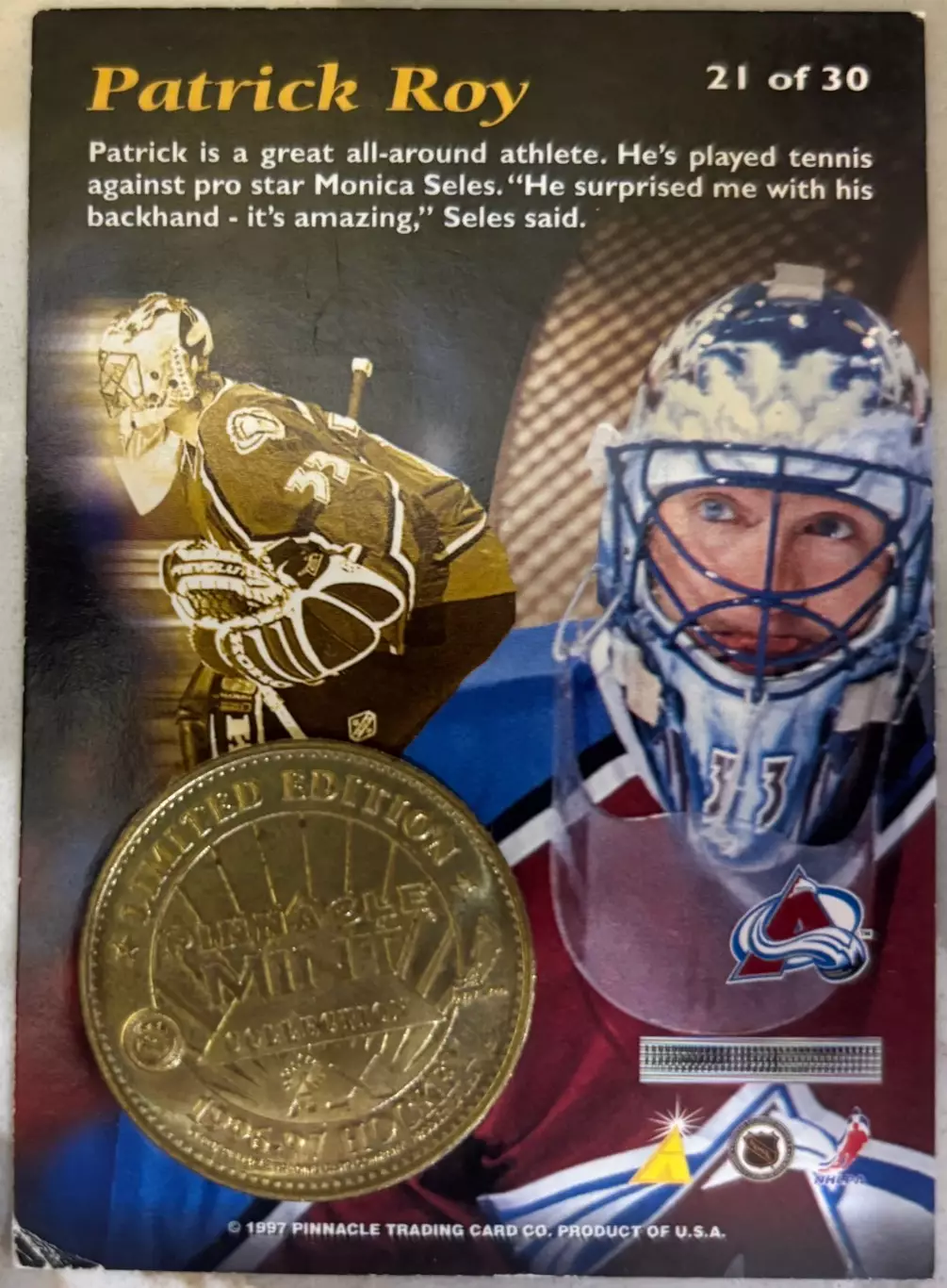 Хоккей. Карточка Patrick Roy - Патрик Руа Colorado Avalanche - Колорадо НХЛ/NHL 1