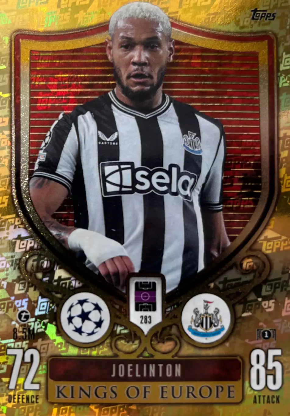 Футбол Карточка Joelinton/Жоэлинтон Ньюкасл Юнайтед Лига Чемпионов 2023-24 TOPPS