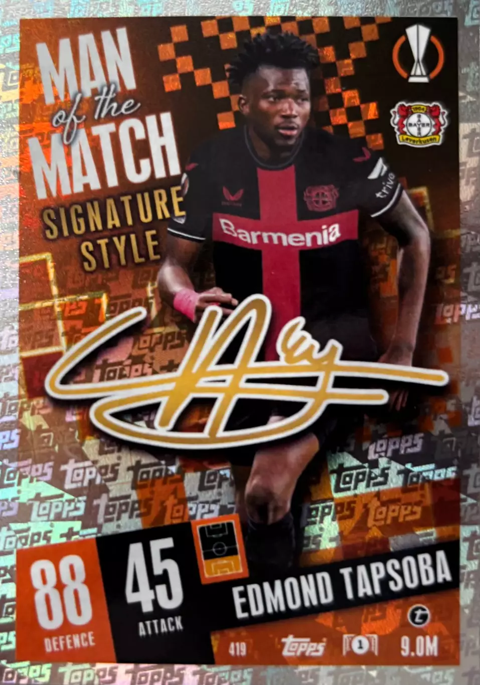 Футбол. Карточка Эдмонд Тапсоба Байер 04 Лига Европы 2023/24 TOPPS