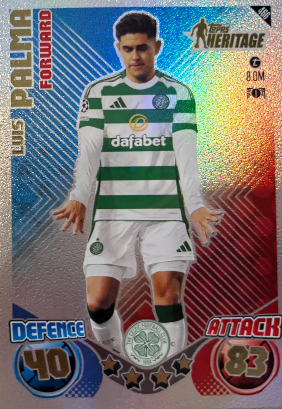 Футбол. Карточка Luis Palma/Луис Пальма Селтик,Арис Лига Чемпионов 2024-25 TOPPS