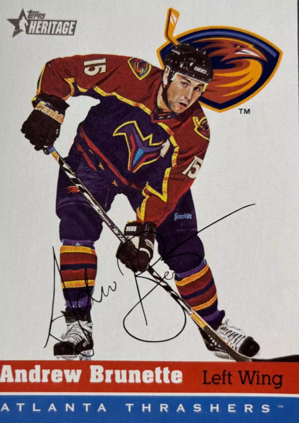 Хоккей. Карточка Andrew Brunette-Эндрю Брюнетт Atlanta Thrashers-Атланта НХЛ/NHL