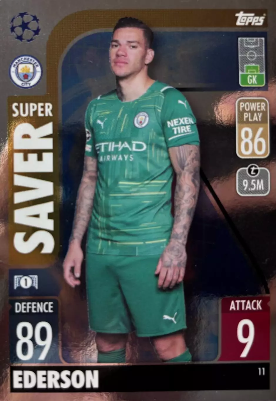 Футбол. Карточка Ederson/Эдерсон Манчестер Сити, Бенфика Лига Чемпионов 2021-22