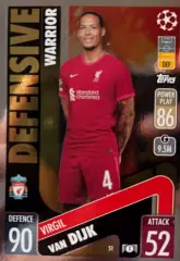 Карточка Вирджил ван Дейк Ливерпуль, Саутгемптон Лига Чемпионов 2021-22 TOPPS