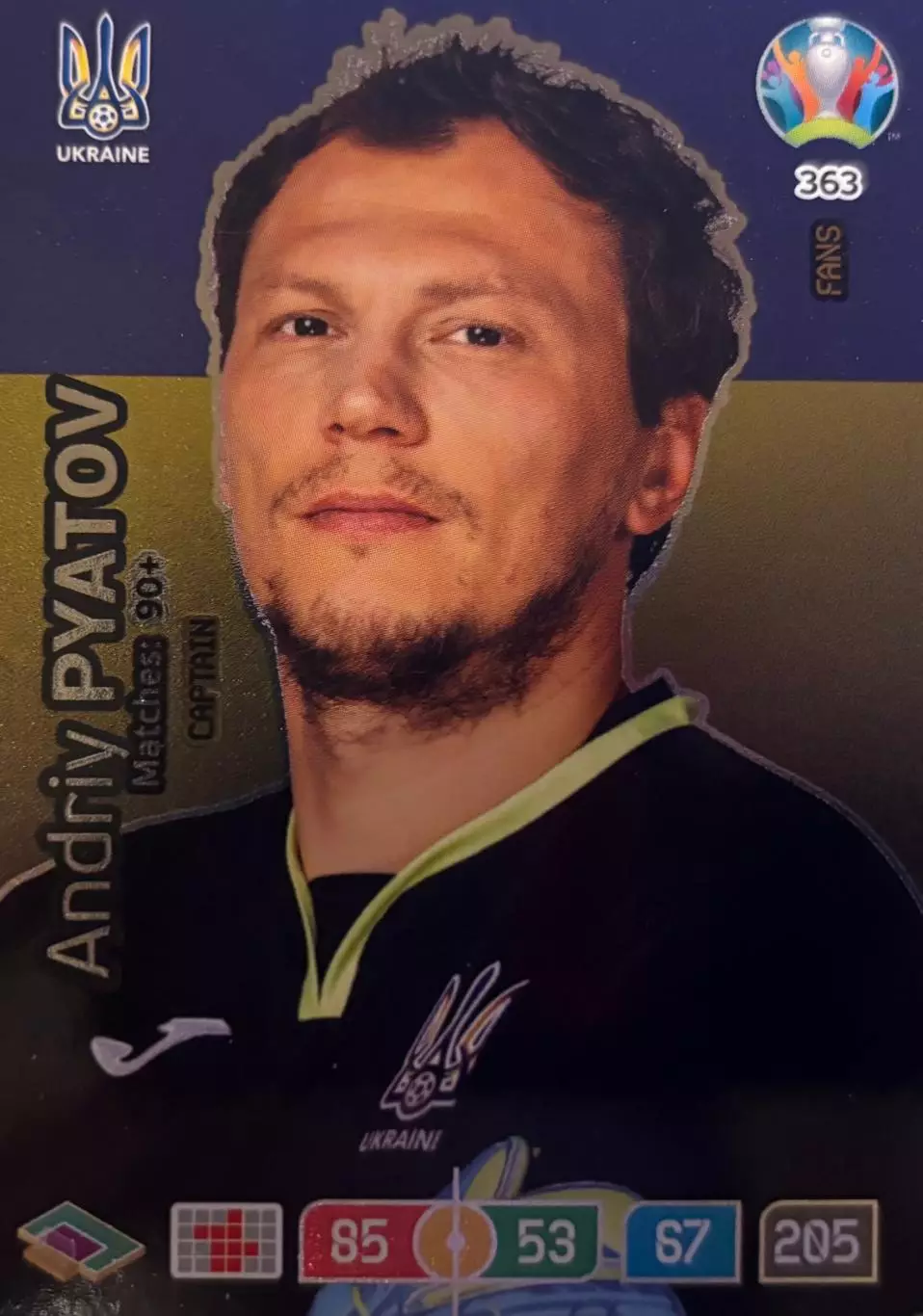 Футбол. Карточка Андрей Пятов Украина, Шахтер Донецк Euro/Евро 2020 Panini