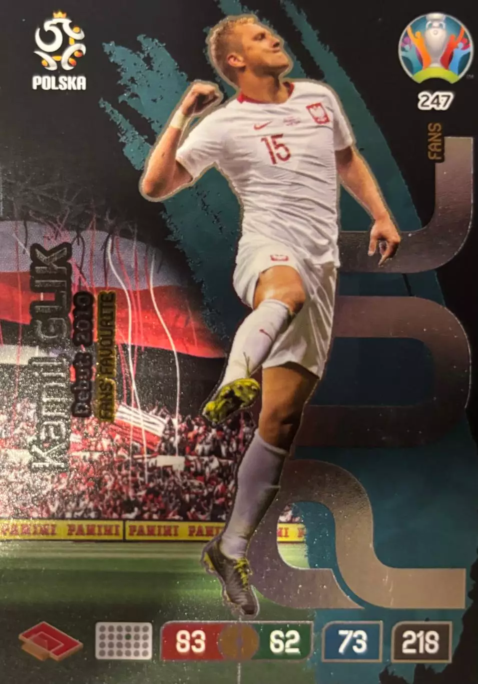 Футбол. Карточка Камиль Глик Польша, Монако, Торино Euro/Евро 2020 Panini/Панини