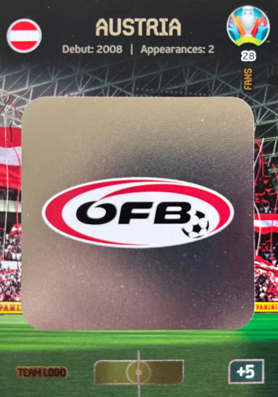 Футбол. Карточка Team Logo Austria/Логотип Австрия Евро/Euro 2020 Panini/Панини