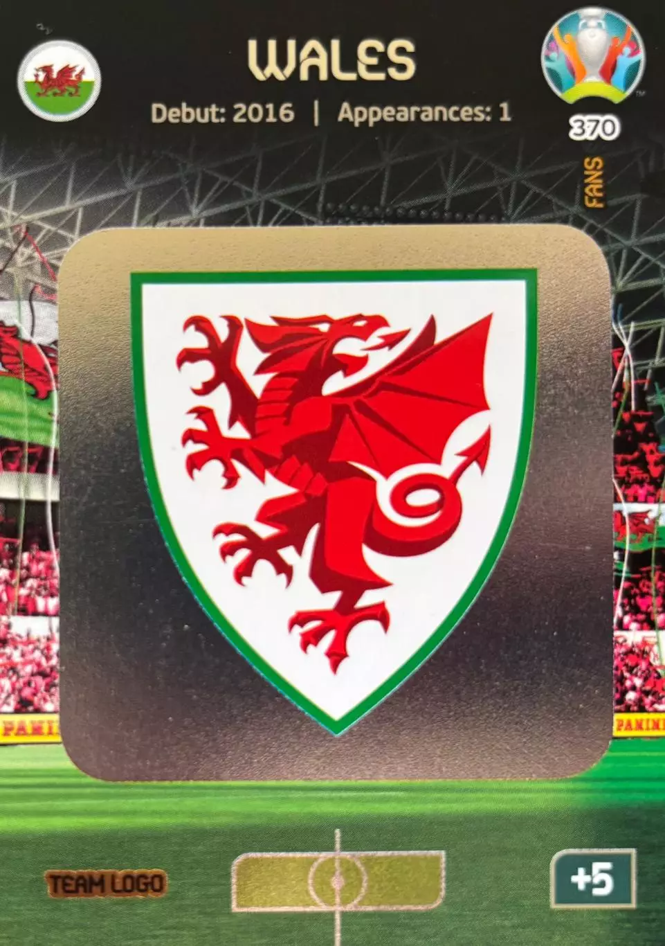 Футбол. Карточка Team Logo Wales/Логотип Уэльс Евро/Euro 2020 Panini/Панини