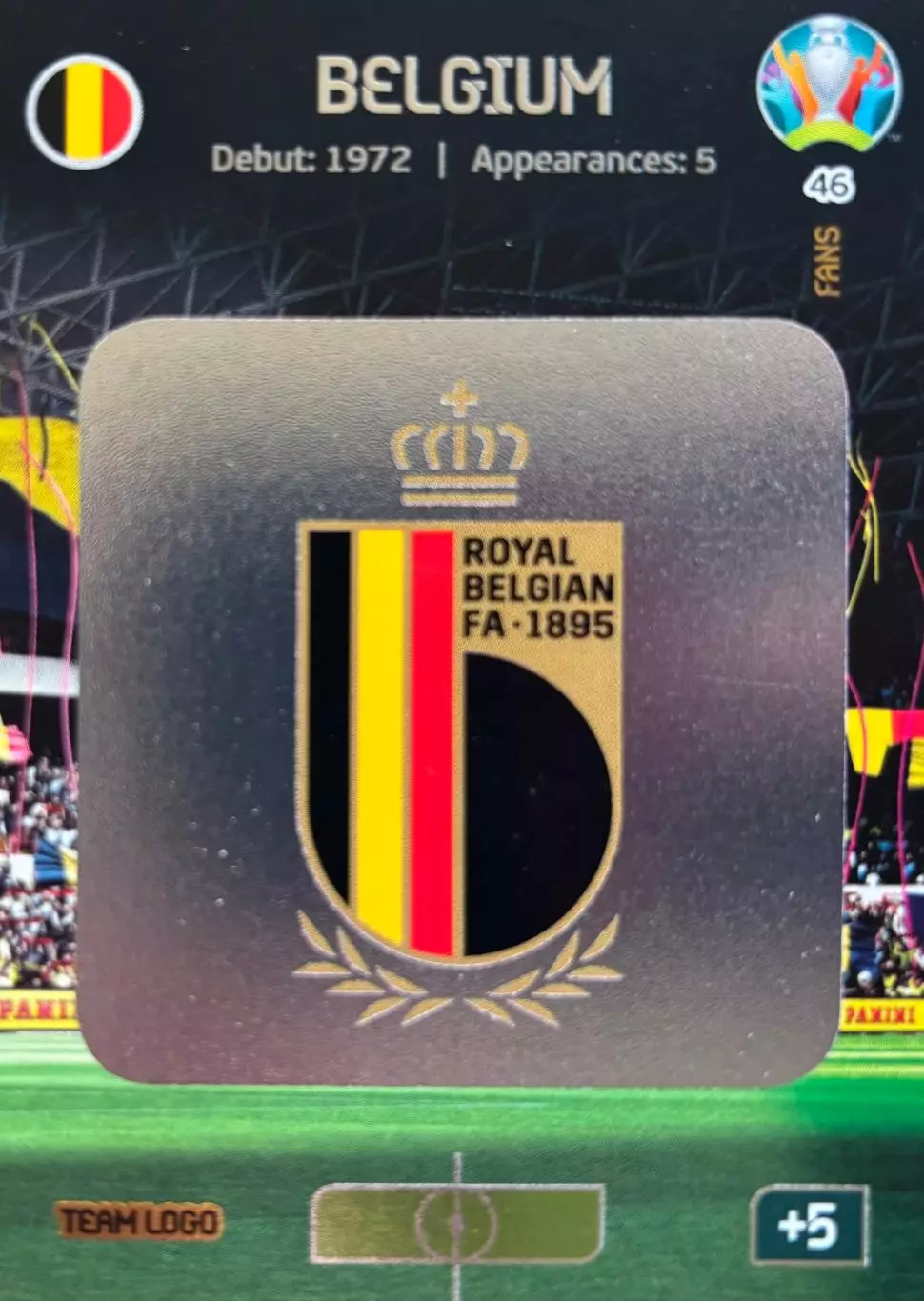 Футбол. Карточка Team Logo Belgium/Логотип Бельгия Евро/Euro 2020 Panini/Панини