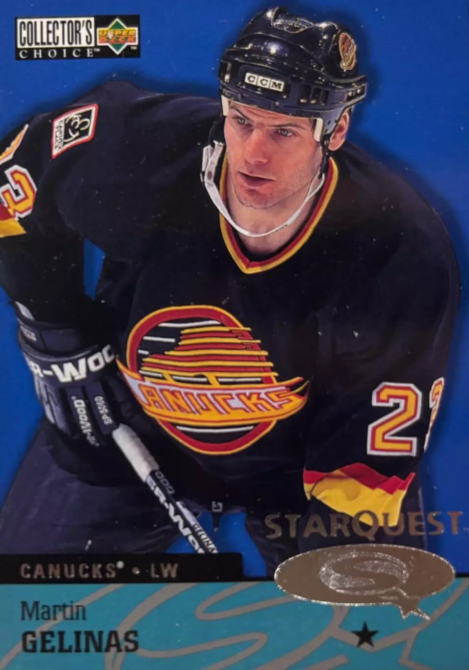 Хоккей. Карточка Martin Gelinas-Мартен Желина Vancouver Canucks-Ванкувер НХЛ/NHL