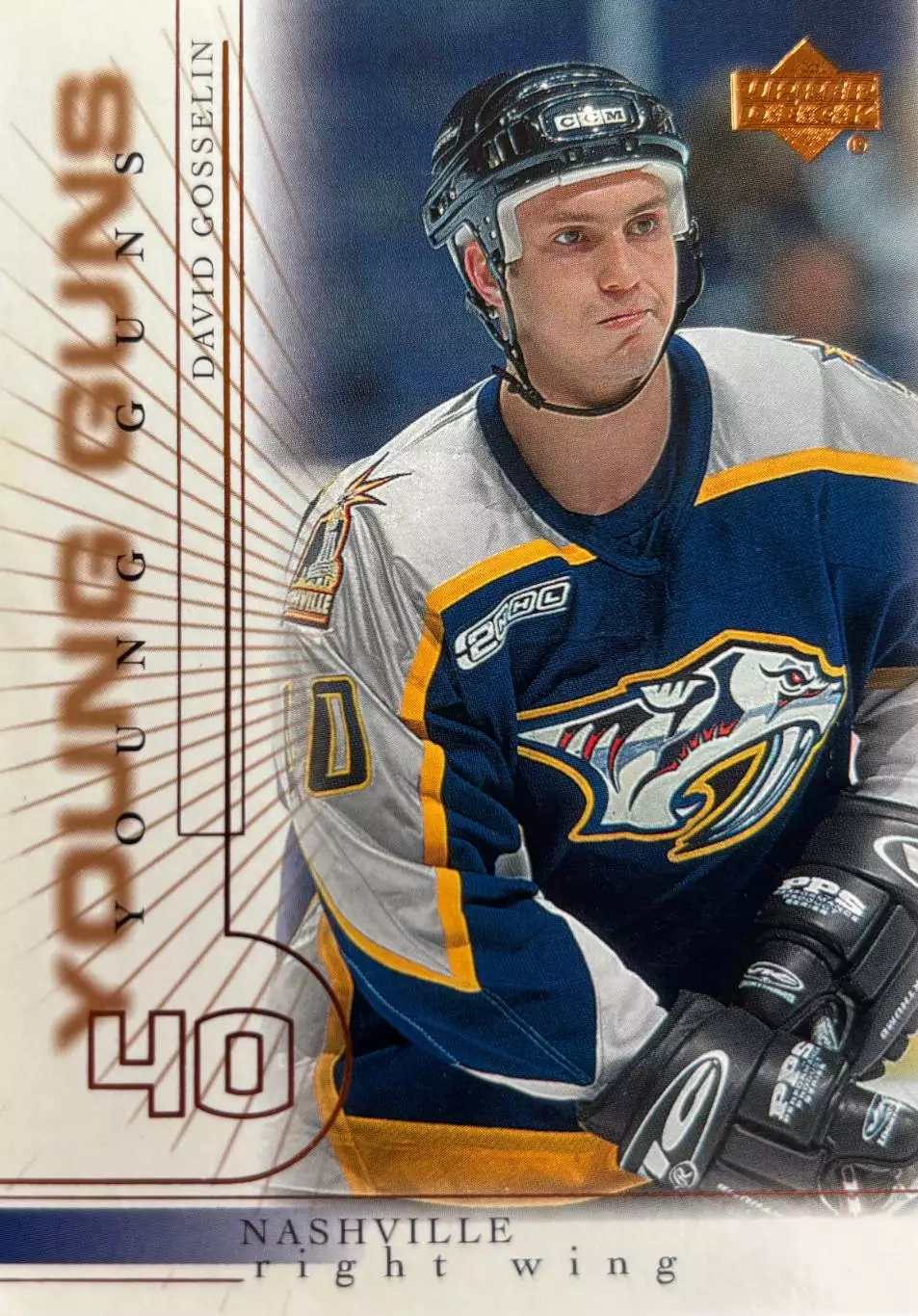 Хоккей Карточка David Gosselin-Дэвид Госслин Nashville Predators-Нэшвилл НХЛ/NHL