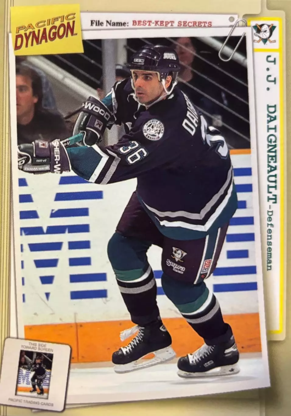 Хоккей. Карточка Daigneault/Жан-Жак Дайно Anaheim Mighty Ducks-Анахайм НХЛ/NHL