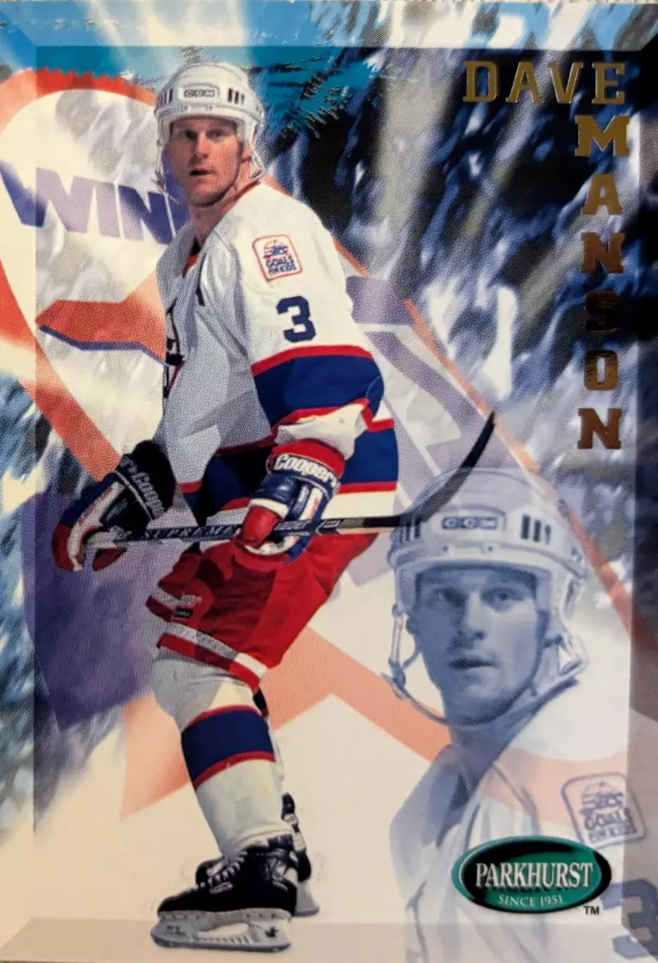 Хоккей. Карточка Dave Manson - Дэйв Мэнсон Winnipeg Jets-Виннипег Джетс НХЛ/NHL
