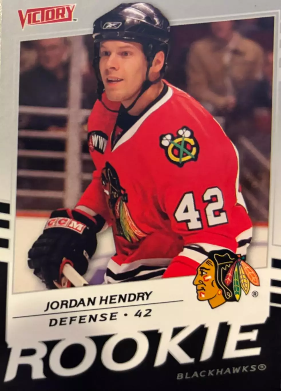 Хоккей. Карточка Jordan Hendry-Джордан Хендри Chicago Blackhawks-Чикаго НХЛ/NHL