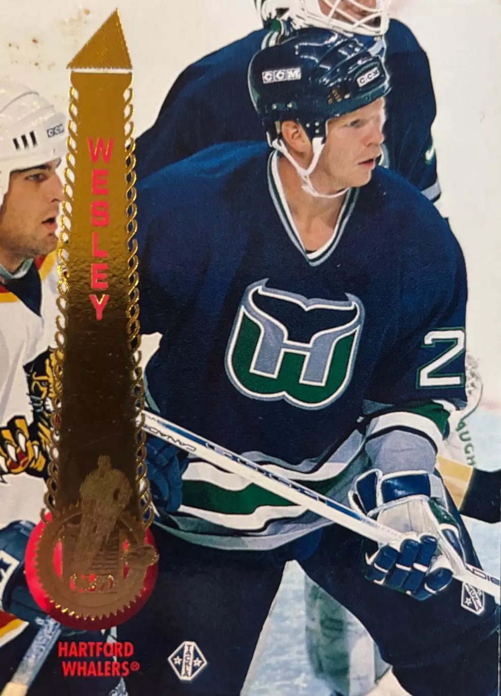 Хоккей. Карточка Glen Wesley - Глен Уэсли Hartford Whalers - Хартфорд НХЛ/NHL