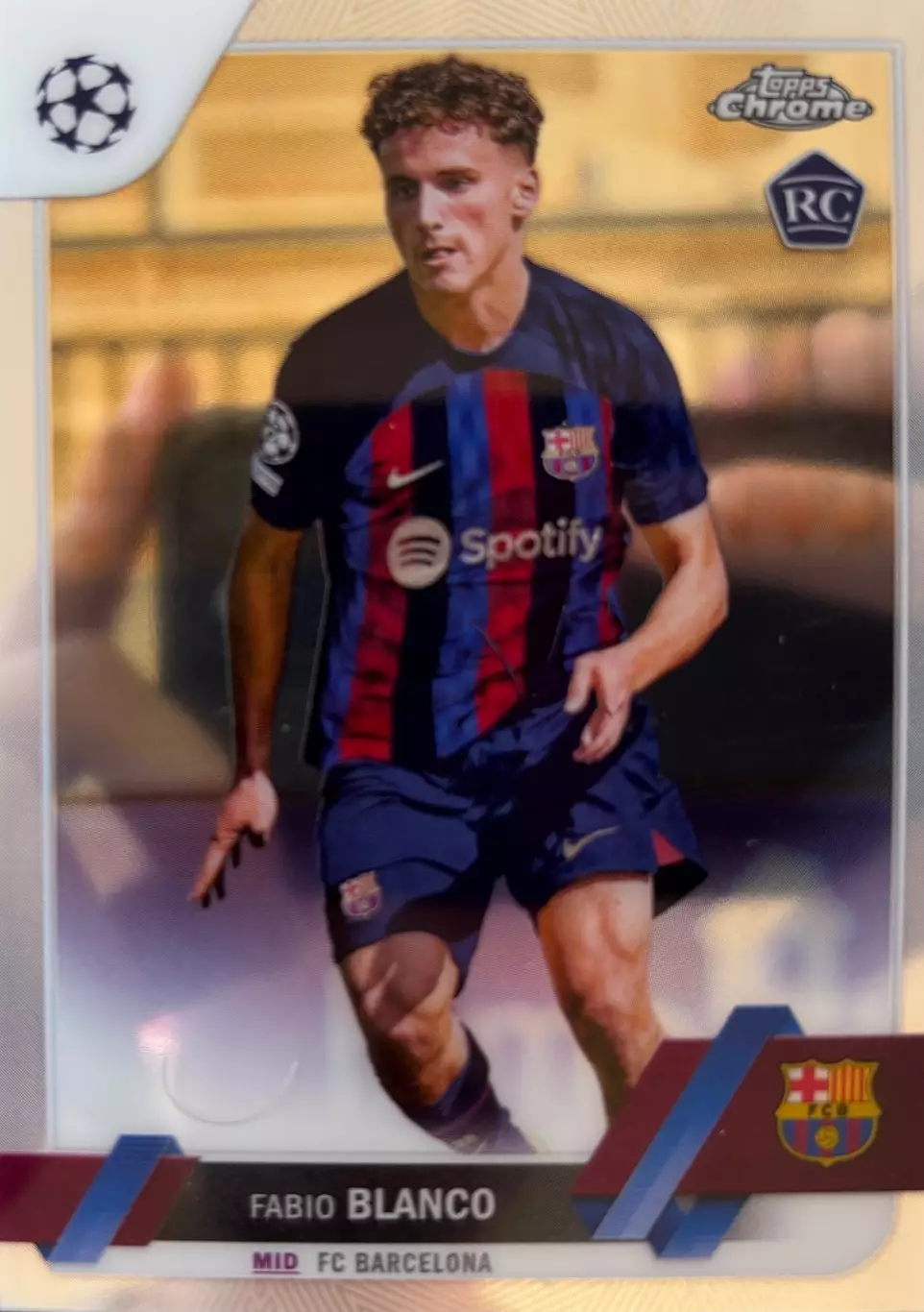 Футбол Карточка Fabio Blanco/Фабио Бланко Барселона Лига Чемпионов 2022-23 TOPPS