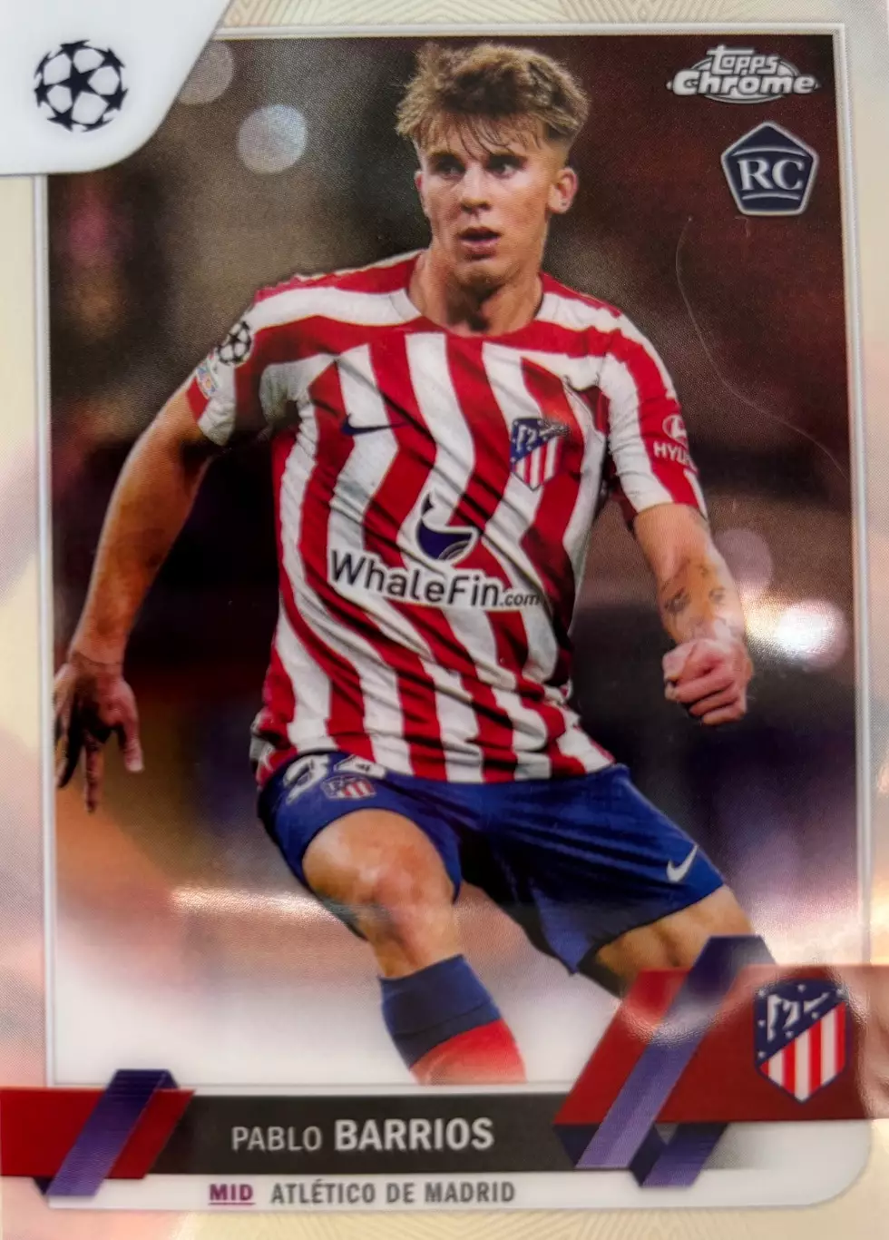 Футбол. Карточка Пабло Барриос Атлетико Мадрид Лига Чемпионов 2022-23 TOPPS
