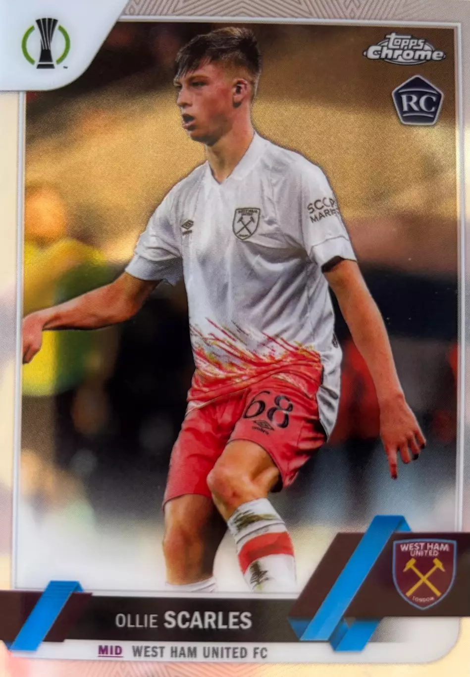 Футбол. Карточка Оливер Скарлз Вест Хэм Юнайтед Лига Конференций 2022/23 TOPPS