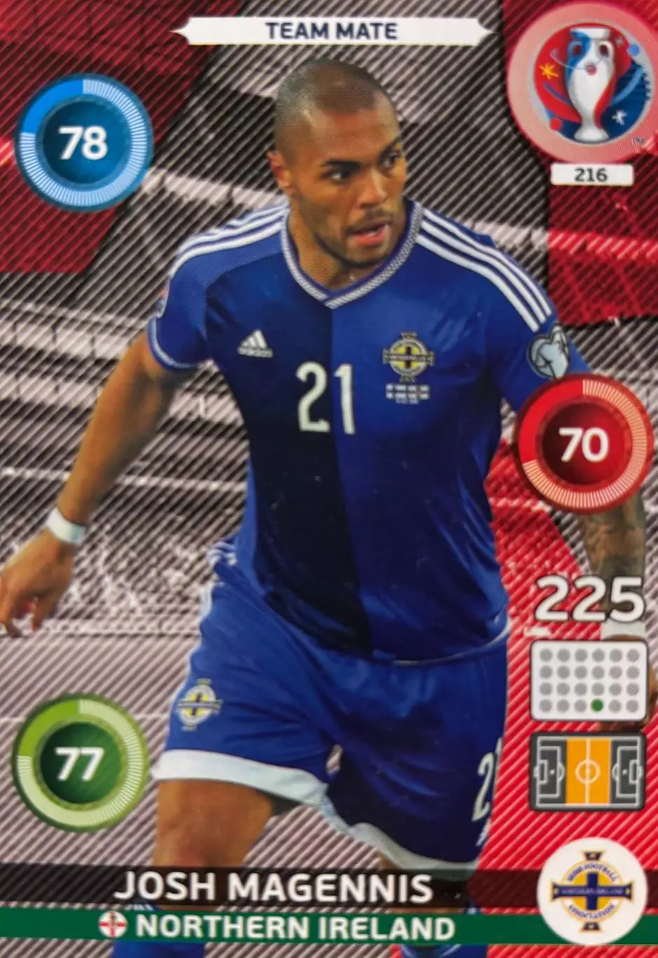 Футбол. Карточка Джош Магеннис Северная Ирландия/Халл Сити Euro/Евро 2016 Panini