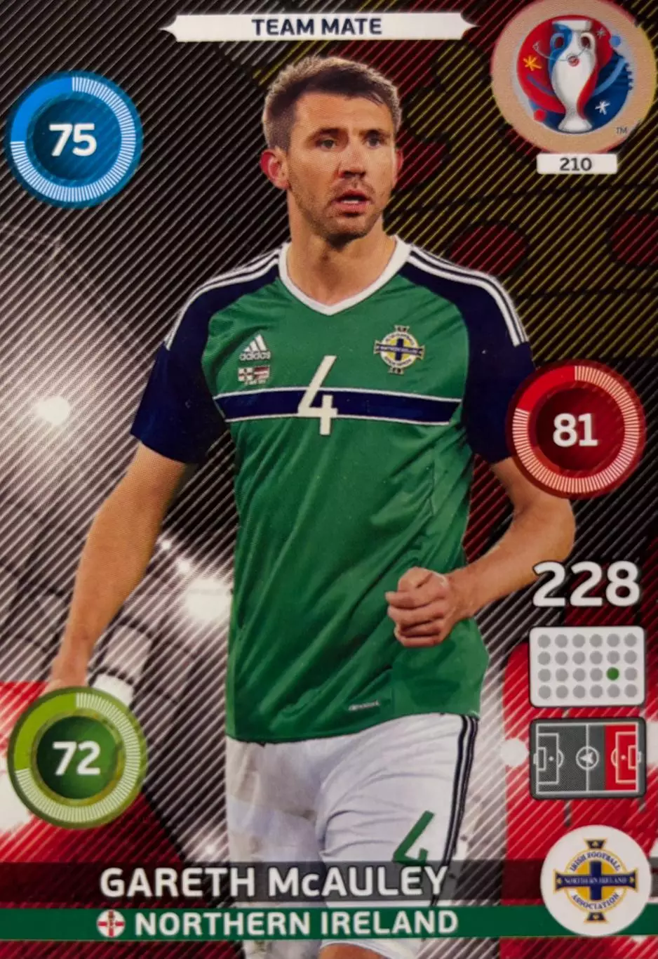 Футбол. Карточка McAuley/Гарет Маколи Северная Ирландия Euro/Евро 2016 Panini