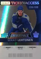 Карточка Микко Лехтонен Toronto Maple Leafs/Торонто, СКА, Северсталь КХЛ/НХЛ/NHL