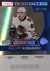 Карточка Philipp Kurashev - Филипп Курашев Chicago Blackhawks - Чикаго НХЛ\NHL