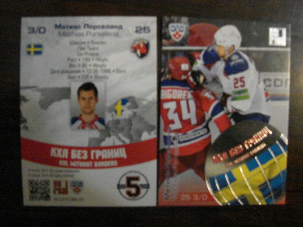 Карточка Матиас Порселанд Лев Прага КХЛ/KHL сезон 2012/13 SeReal