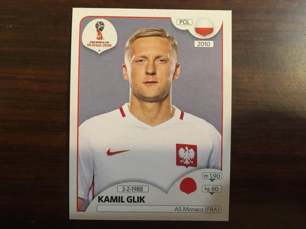 Наклейка #597 Kamil Glik POLAND для альбома PANINI Чемпионат Мира 2018