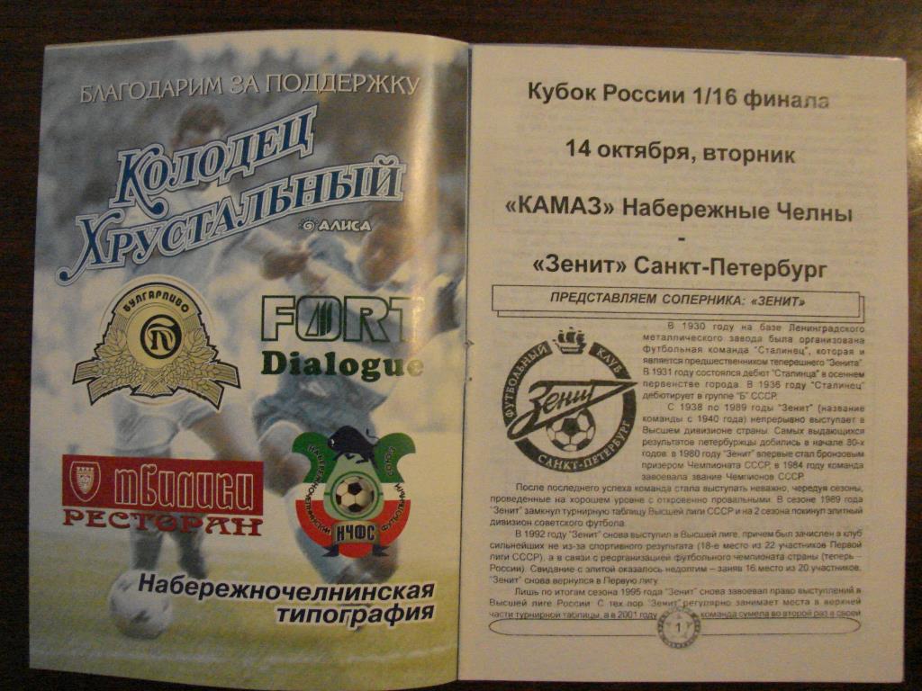 Камаз Набережные Челны - Зенит Санкт - Петербург - 2003 Кубок России