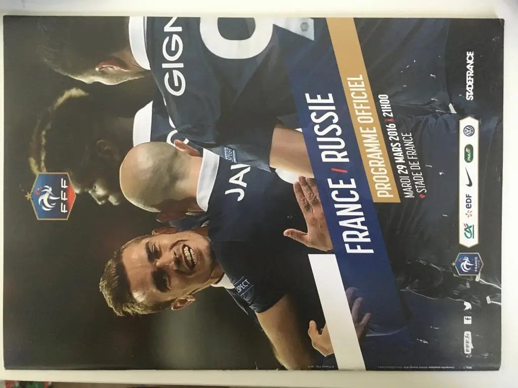 сборная Франция - сборная Россия- 2016 официальная программа