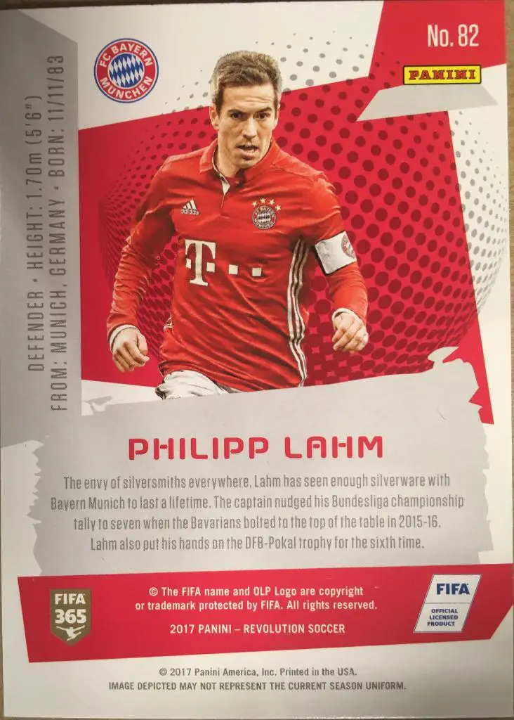 Футбол. Карточка Philipp Lahm / Филипп Лам Бавария Мюнхен Panini/Панини 2017 1
