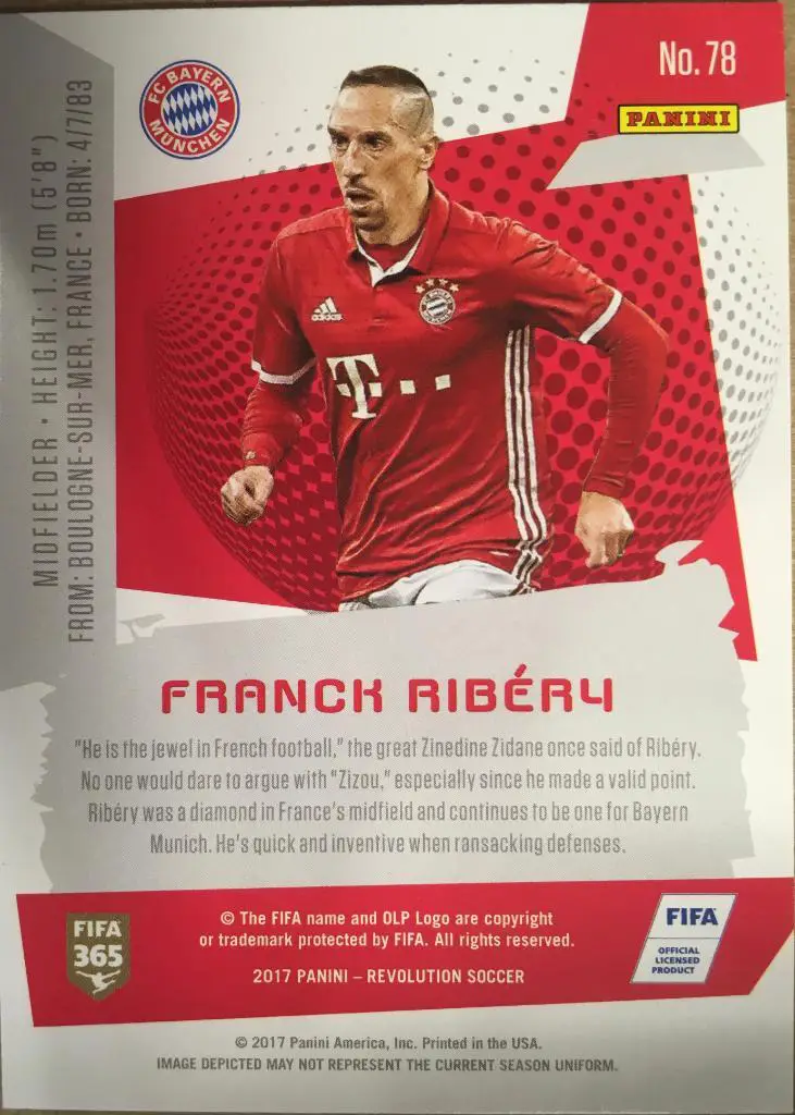 Футбол. Карточка Franck Ribery / Франк Рибери Бавария Мюнхен Panini/Панини 2017 1
