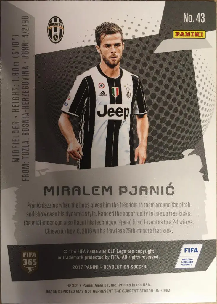 Футбол. Карточка Miralem Pjanic/Миралем Пьянич Ювентус, Рома Panini/Панини 2017 1