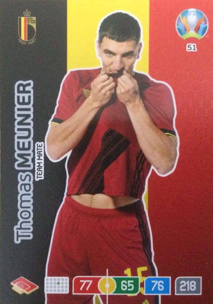 Футбол. Карточка Thomas Meunier / Томас Мёнье Бельгия, ПСЖ, Брюгге Евро 2020